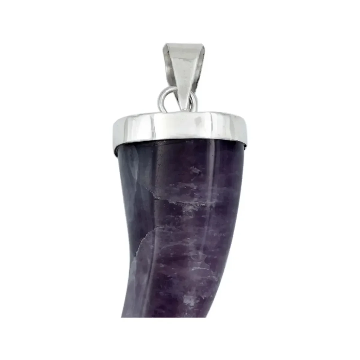 Dije Colmillo Plata 925 Piedra Natural Amatista Hombre - Imagen 2