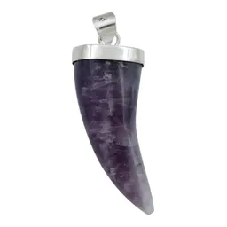 Dije Colmillo Plata 925 Piedra Natural Amatista Hombre - Imagen 4