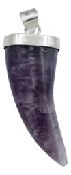 Dije Colmillo Plata 925 Piedra Natural Amatista Hombre - Imagen 4