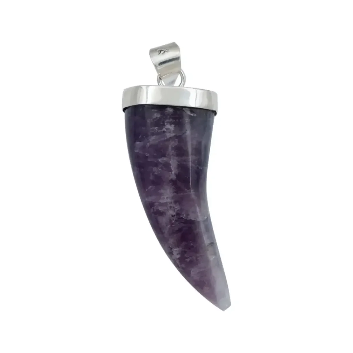Dije Colmillo Plata 925 Piedra Natural Amatista Hombre - Imagen 4
