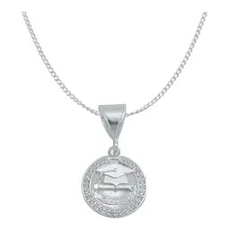 Dije Graduación Plata .925 con Zirconia Cadena Barbada 45cm - Imagen 1
