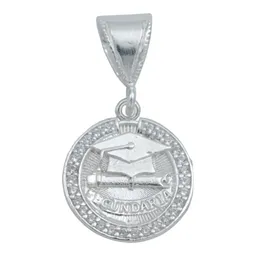 Dije Graduación Plata .925 con Zirconia Cadena Barbada 45cm - Imagen 2