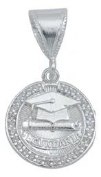 Dije Graduación Plata .925 con Zirconia Cadena Barbada 45cm - Imagen 2