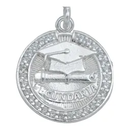 Dije Graduación Plata .925 con Zirconia Cadena Barbada 45cm - Imagen 3