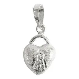 Dije Corazón Candado Hueco Plata 925 - Imagen 1