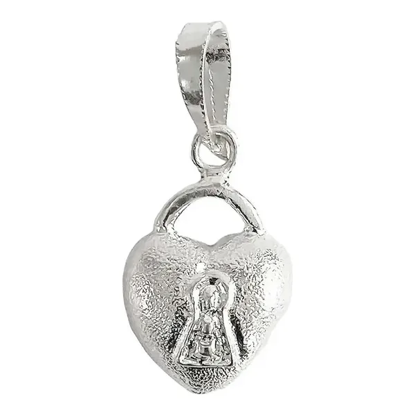 Dije Corazón Candado Hueco Plata 925 - Imagen 1