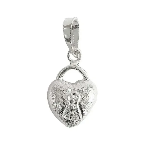 Dije Corazón Candado Hueco Plata 925 - Imagen 1