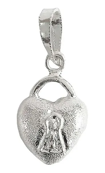 Dije Corazón Candado Hueco Plata 925 - Imagen 1