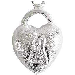 Dije Corazón Candado Hueco Plata 925 - Imagen 2