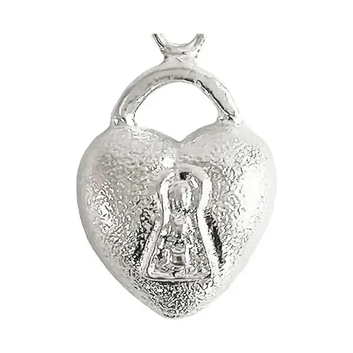 Dije Corazón Candado Hueco Plata 925 - Imagen 2