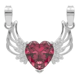 Dije Corazón con Alas Plata 925 Zirconia Roja - Imagen 1