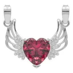 Dije Corazón con Alas Plata 925 Zirconia Roja - Imagen 1