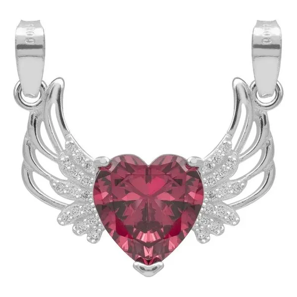 Dije Corazón con Alas Plata 925 Zirconia Roja - Imagen 1