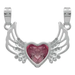Dije Corazón con Alas Plata 925 Zirconia Roja - Imagen 2