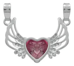 Dije Corazón con Alas Plata 925 Zirconia Roja - Imagen 2