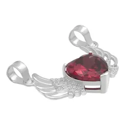 Dije Corazón con Alas Plata 925 Zirconia Roja - Imagen 3