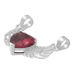 Dije Corazón con Alas Plata 925 Zirconia Roja - Imagen 4