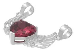 Dije Corazón con Alas Plata 925 Zirconia Roja - Imagen 4