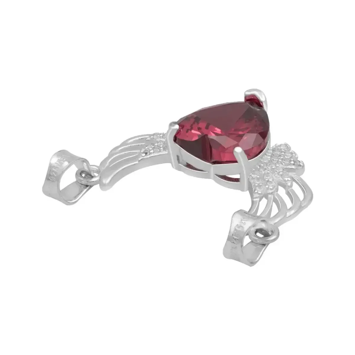 Dije Corazón con Alas Plata 925 Zirconia Roja - Imagen 5