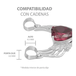 Dije Corazón con Alas Plata 925 Zirconia Roja - Imagen 6