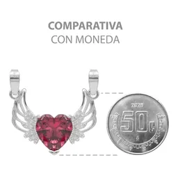 Dije Corazón con Alas Plata 925 Zirconia Roja - Imagen 8