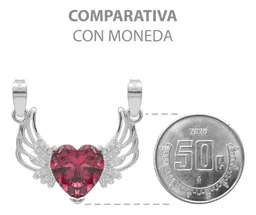 Dije Corazón con Alas Plata 925 Zirconia Roja - Imagen 8