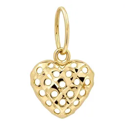Dije Corazón Filigrana de Oro 10k con Acabado Grabado 16 mm - Imagen 1