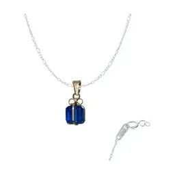 Dije Corazón Oro 10k Zirconia Azul con Cadena Estilo Collar - Imagen 1
