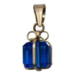 Dije Corazón Oro 10k Zirconia Azul con Cadena Estilo Collar - Imagen 2