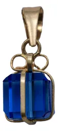 Dije Corazón Oro 10k Zirconia Azul con Cadena Estilo Collar - Imagen 2