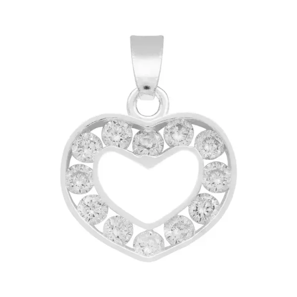 Dije Corazón Plata 925 con Zirconia Blanca para Mujer - Imagen 1