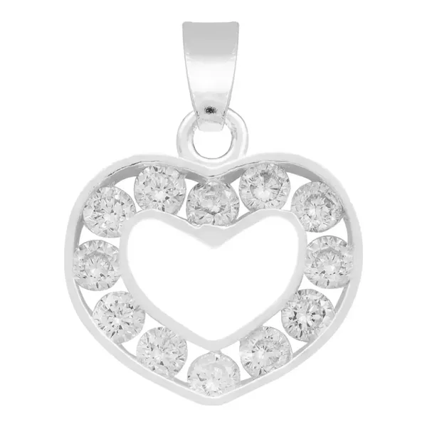 Dije Corazón Plata 925 con Zirconia Blanca para Mujer - Imagen 1