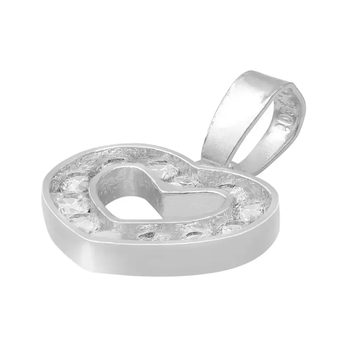 Dije Corazón Plata 925 con Zirconia Blanca para Mujer - Imagen 4