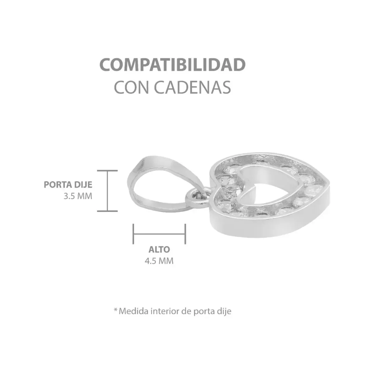 Dije Corazón Plata 925 con Zirconia Blanca para Mujer - Imagen 6