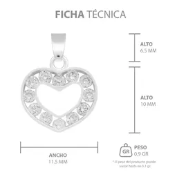 Dije Corazón Plata 925 con Zirconia Blanca para Mujer - Imagen 7