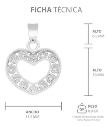 Dije Corazón Plata 925 con Zirconia Blanca para Mujer - Imagen 7