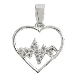 Dije Corazón Plata 925 Ritmo con Zirconia - Imagen 1