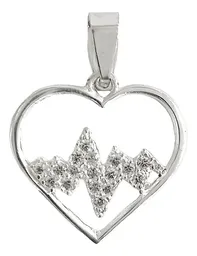 Dije Corazón Plata 925 Ritmo con Zirconia - Imagen 1