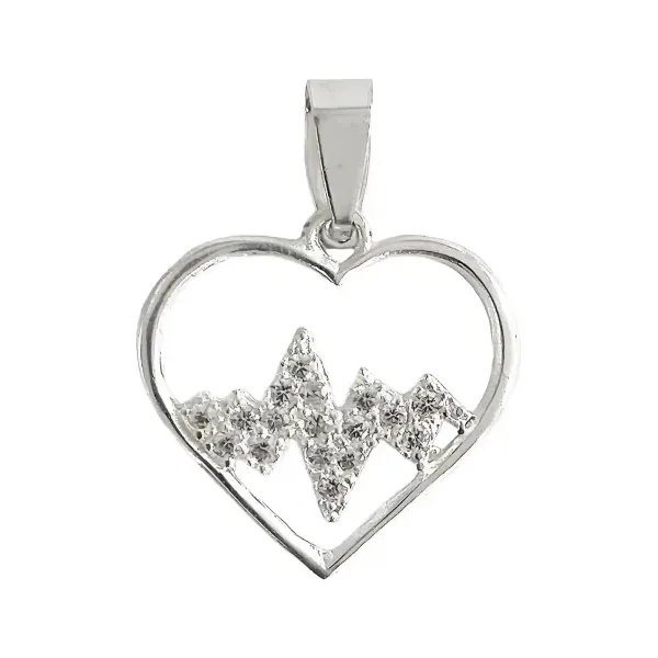 Dije Corazón Plata 925 Ritmo con Zirconia - Imagen 1
