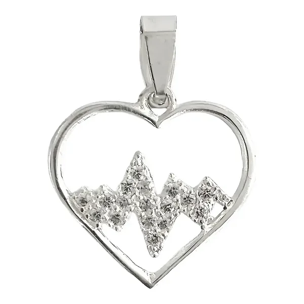 Dije Corazón Plata 925 Ritmo con Zirconia - Imagen 1