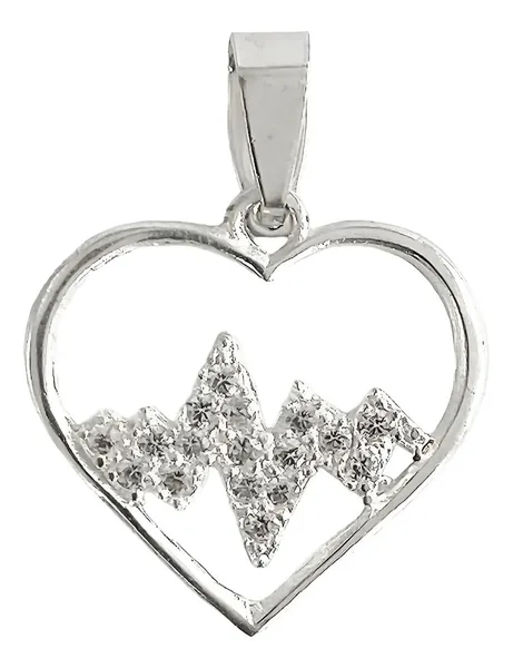Dije Corazón Plata 925 Ritmo con Zirconia - Imagen 1