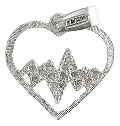 Dije Corazón Plata 925 Ritmo con Zirconia - Imagen 2