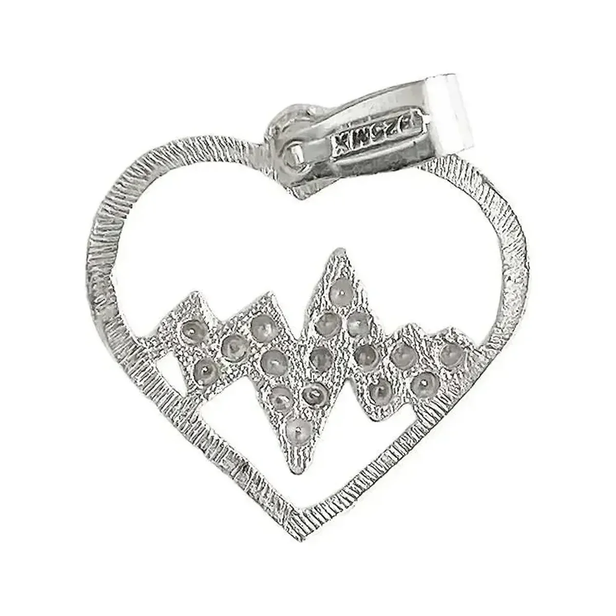 Dije Corazón Plata 925 Ritmo con Zirconia - Imagen 2