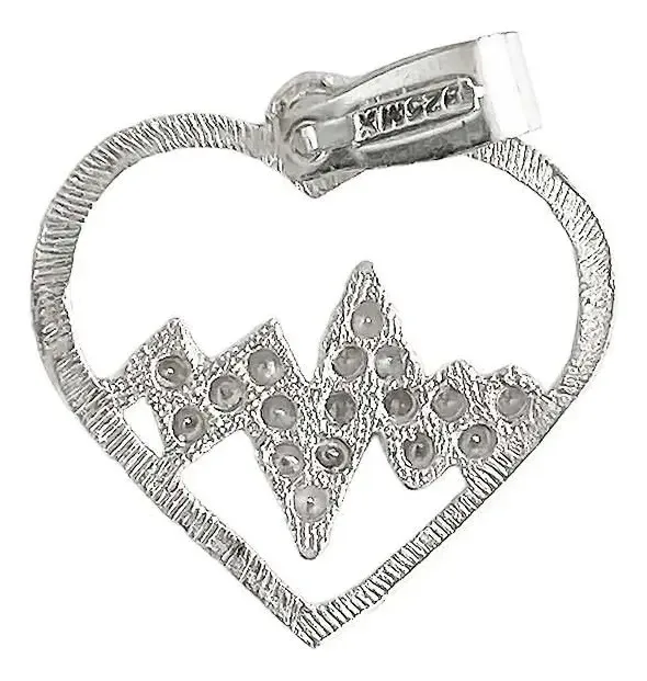Dije Corazón Plata 925 Ritmo con Zirconia - Imagen 1