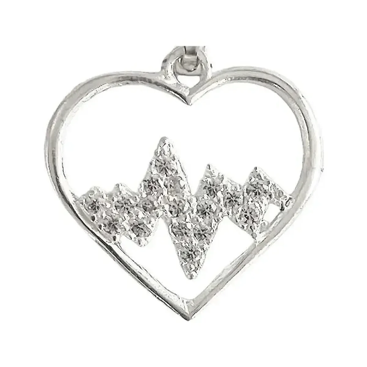 Dije Corazón Plata 925 Ritmo con Zirconia - Imagen 3