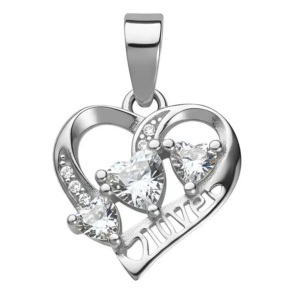Dije Corazón Plata Ley .925 con Zirconia Blanca - Imagen 1