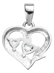Dije Corazón Plata Ley .925 con Zirconia Blanca Liso - Imagen 2
