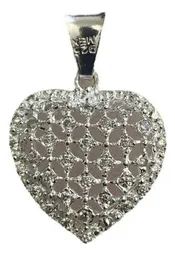 Dije Corazón Plata Ley .925 con Zirconia Blanca Zirconias - Imagen 1