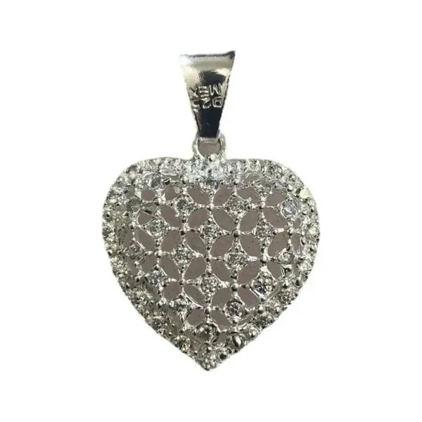 Dije Corazón Plata Ley .925 con Zirconia Blanca - Imagen 1