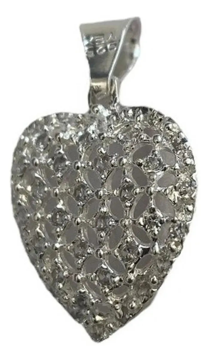 Dije Corazón Plata Ley .925 con Zirconia Blanca - Imagen 1